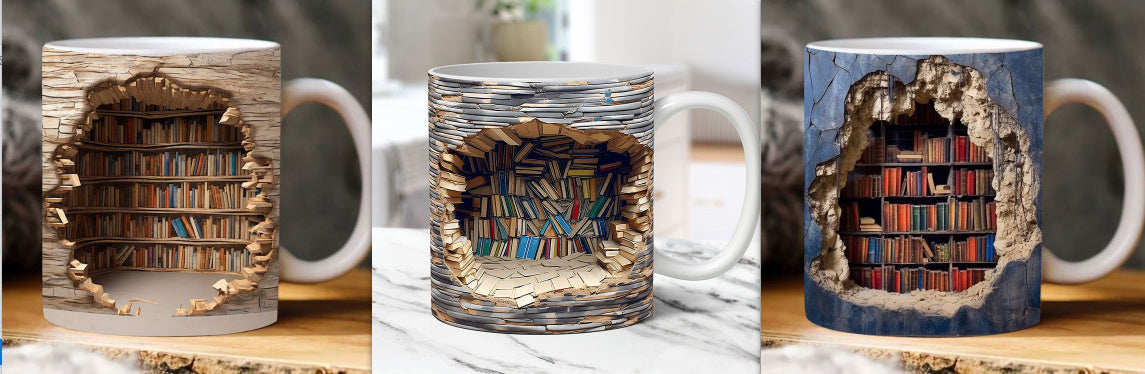 3D Bookshelf Mug Creative Ceramic Water Cup With Handle A Library Shelf Space Book Lovers Coffee Mug Birthday Christmas Gift